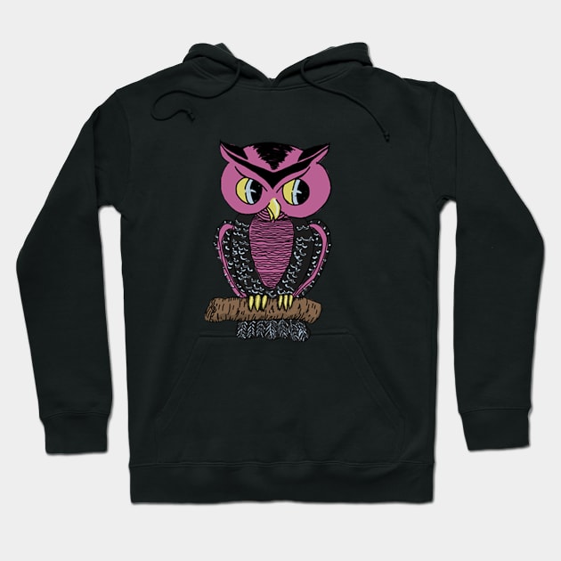 Pink Vintage Hooty Halloween Owl Hoodie by CheriesArt